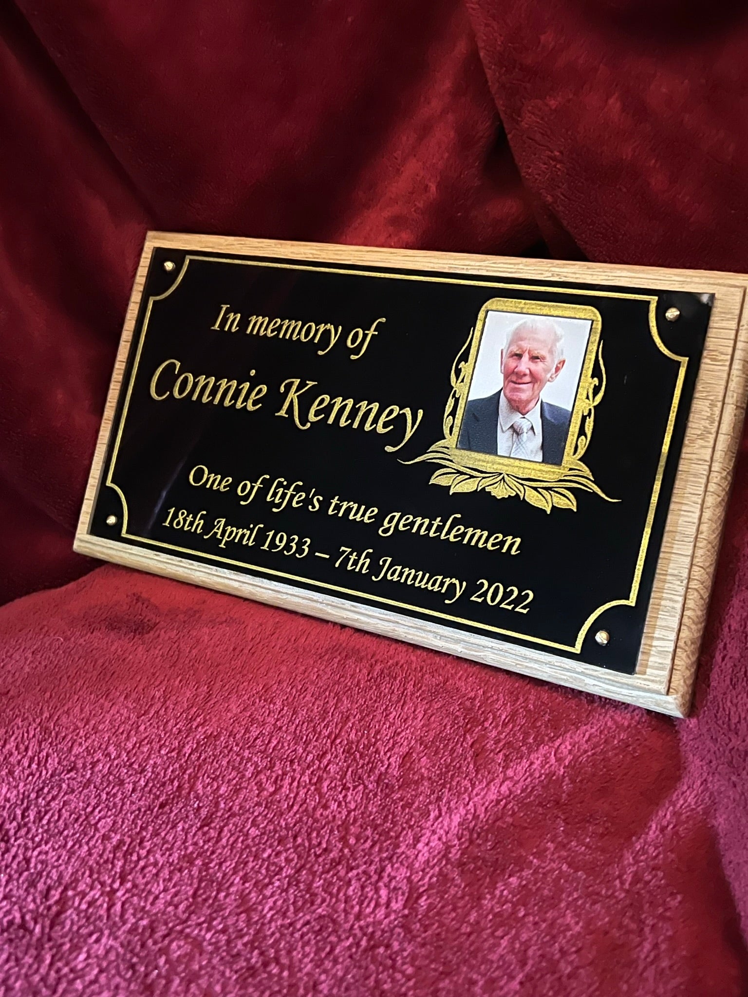 26cm x 14.5cm Memorial Acrylic Photo Plaque - Personalised Made to Order by 1st 4 Signs