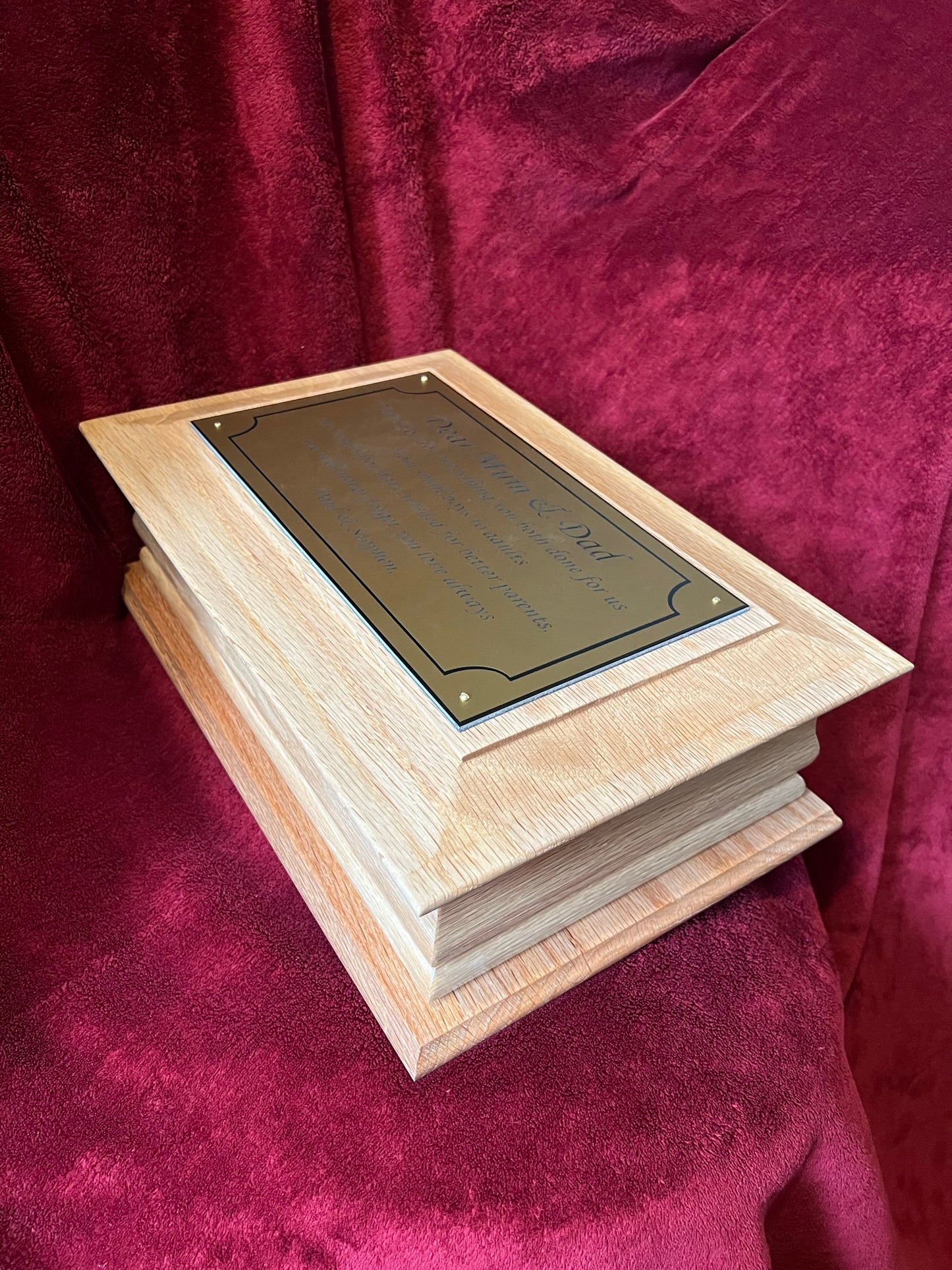 Double Oak Wooden Funeral Urns for Ashes / Large Adult Casket Ashes Urn / Casket / Human Ashes Companion Box