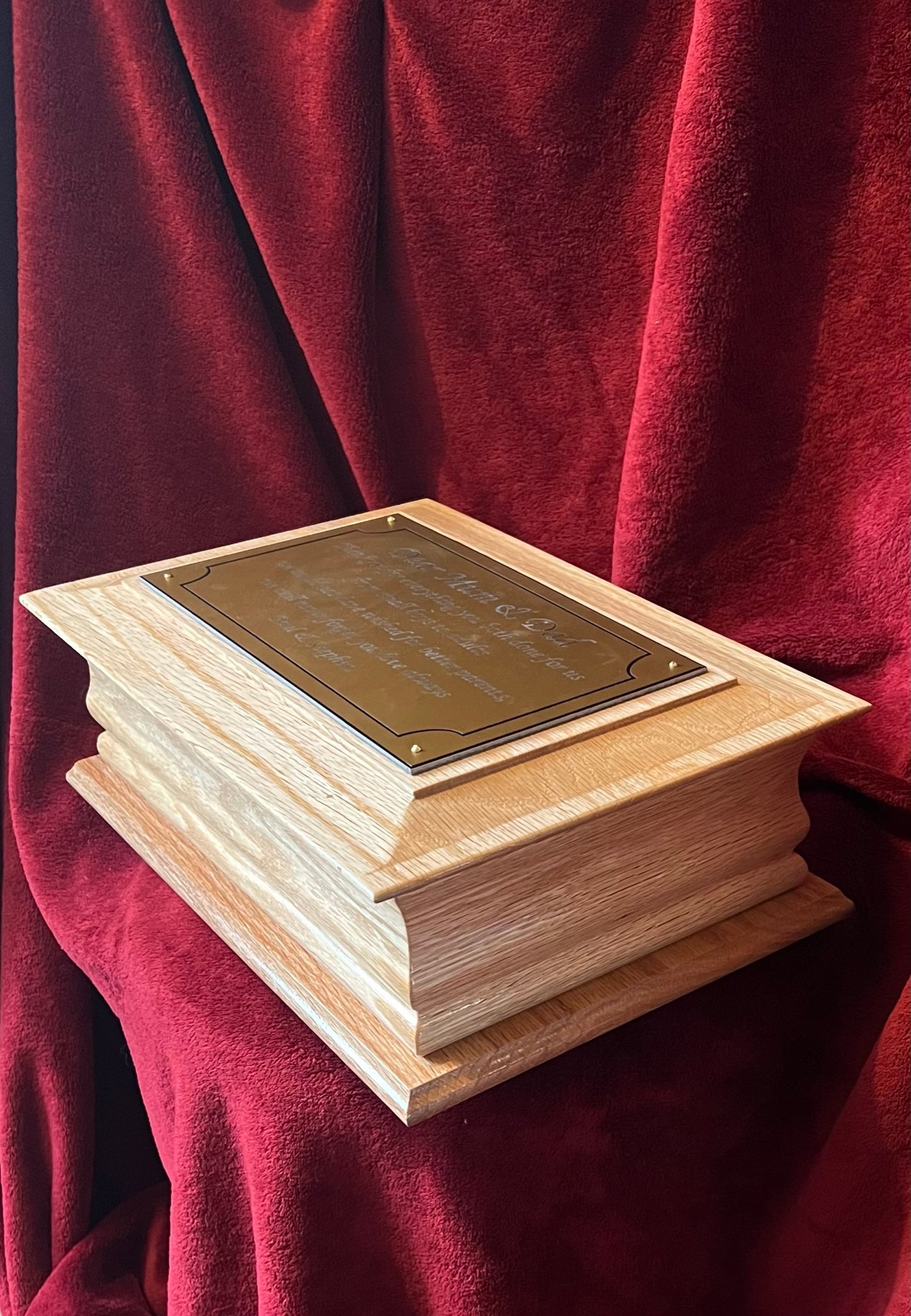 Double Oak Wooden Funeral Urns for Ashes / Large Adult Casket Ashes Urn / Casket / Human Ashes Companion Box