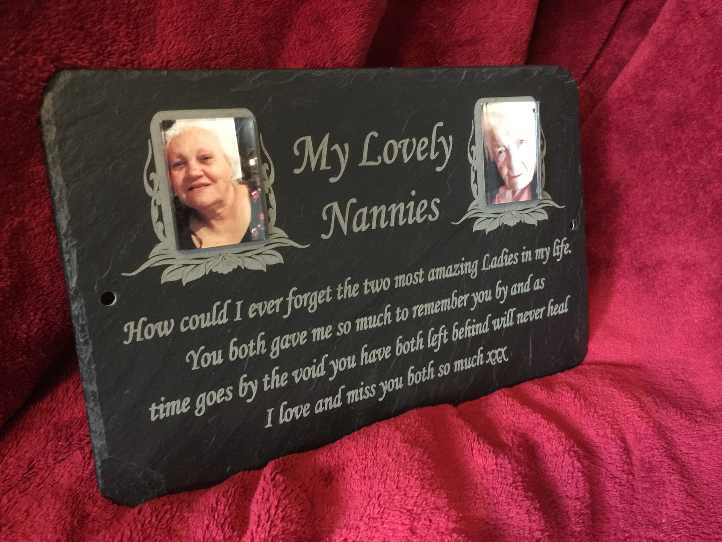 Double Photo Memorial Slate Plaque Personalised For Your Loved Ones