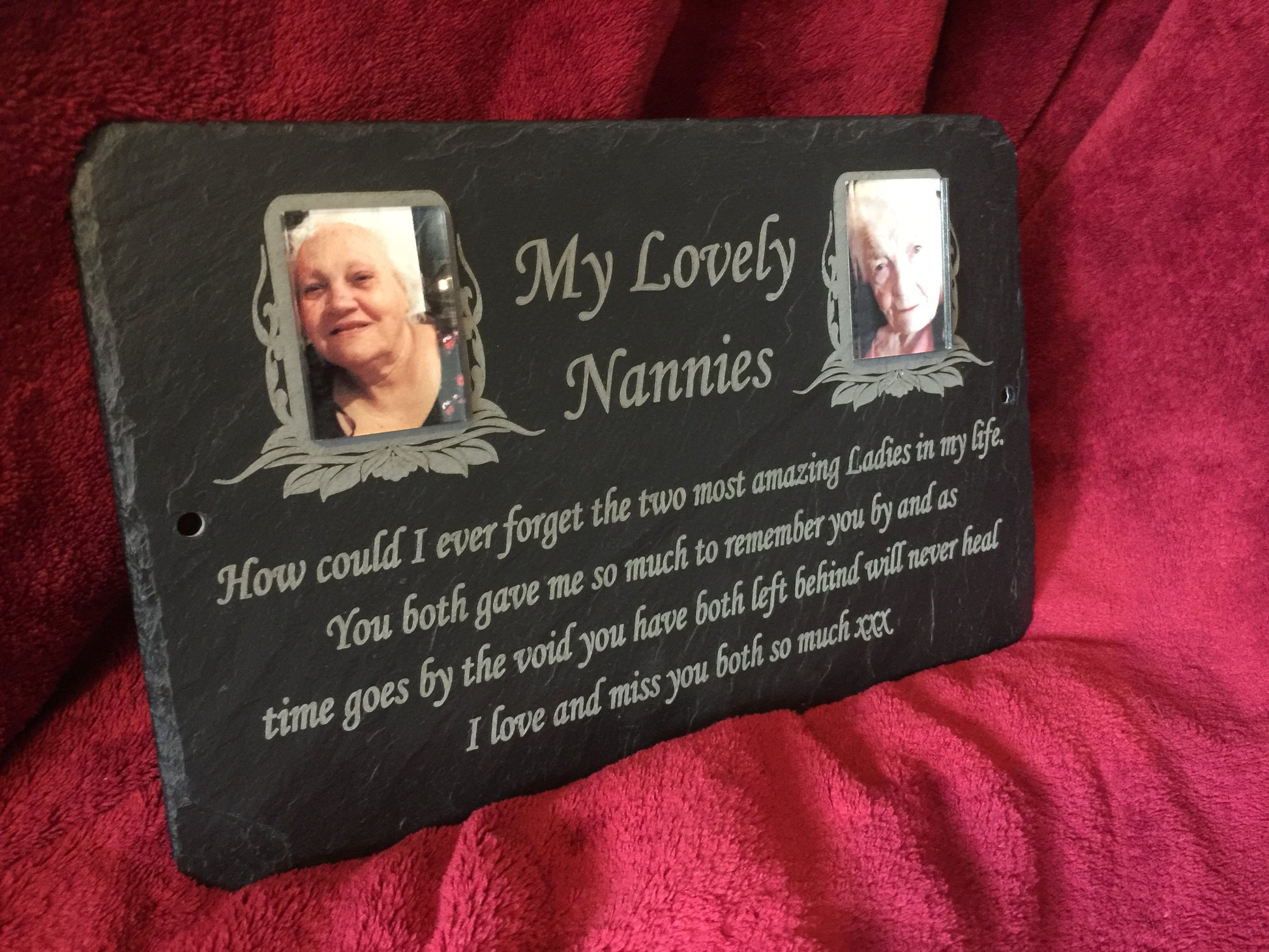Double Photo Memorial Slate Plaque Personalised For Your Loved Ones