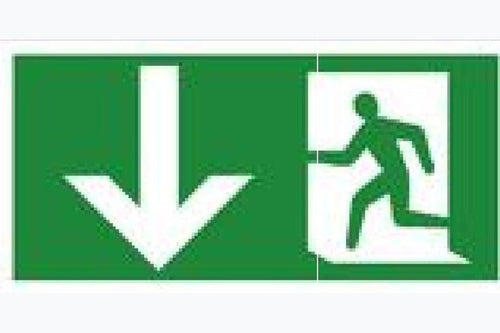 Fire exit down sign with down arrow