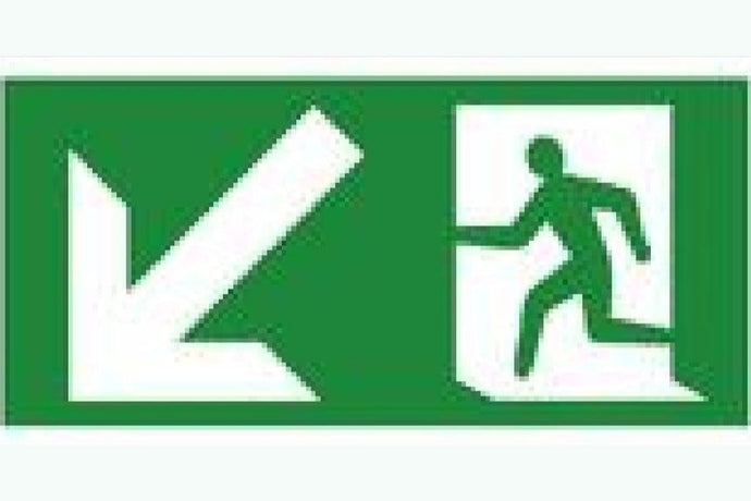 Fire Exit Direction Down Left Sign - Health & Safety Signs High Quality Interior & Exterior