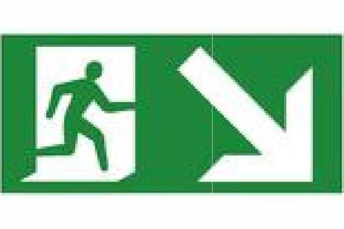 Fire Exit Direction Down Right Sign - Health & Safety Signs High Quality Interior & Exterior