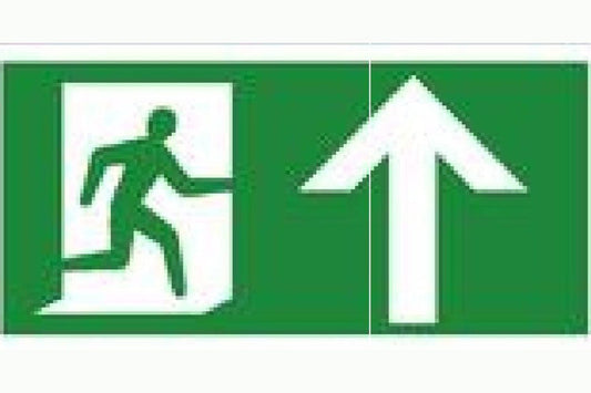 Fire exit this way arrow up sign