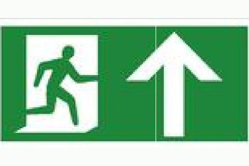 Fire exit this way arrow up sign