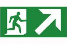 Fire exit forward and right arrow up and right sign