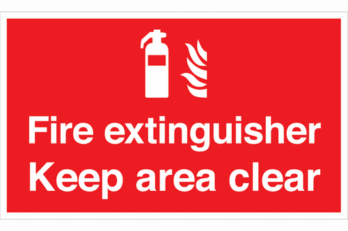 Fire extinguisher keep area clear sign