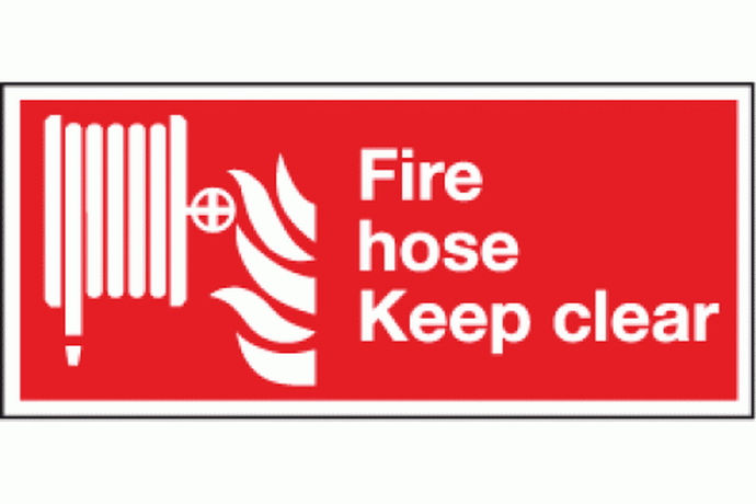 Fire hose keep clear sign