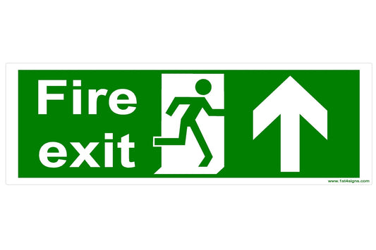 Fire Exit Arrow Up Straight Ahead Sign - Health & Safety Signs High Quality Interior & Exterior