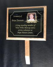 Oak Wooden Memorial Grave Tree Marker with Personalised Plaque Made to Order