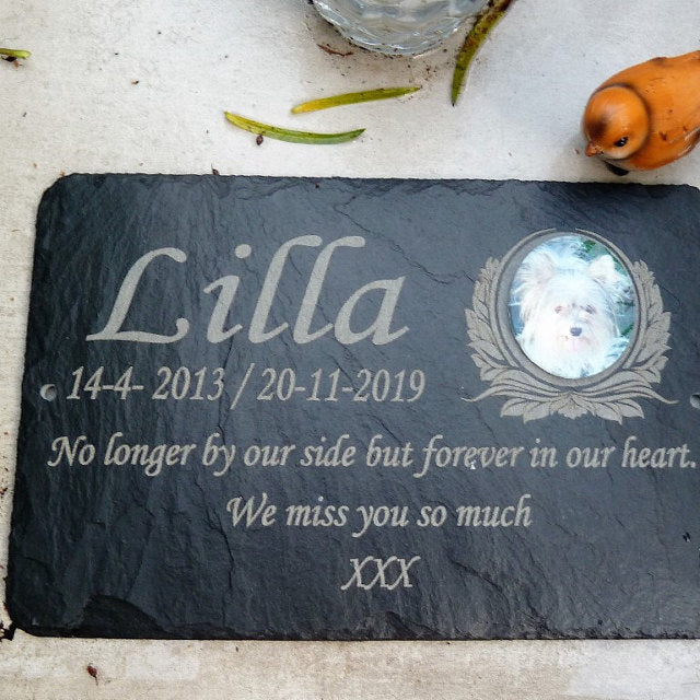 Yorkie grave plaque with photo