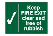 Keep fire exit clear and free of rubbish sign / sticker