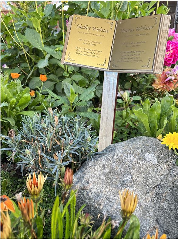 Open Book Memorial. Oak Wood Grave Marker. Two people, double photo plaques.