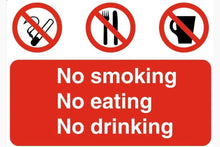 No smoking no eating no drinking safety sign 