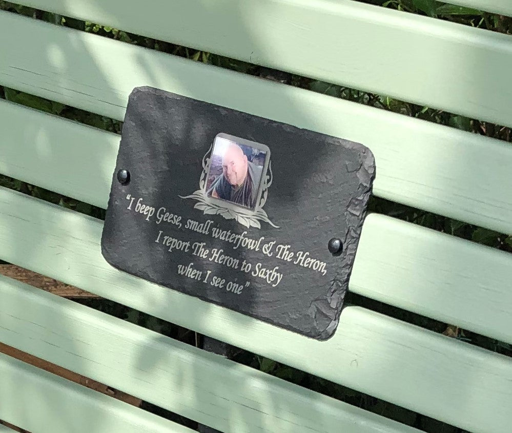Photo plaques for memorial benches