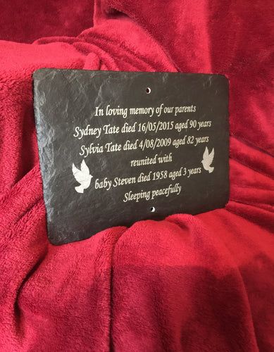 Memorial Slate Plaque - Personalised for your loved one - With Doves 